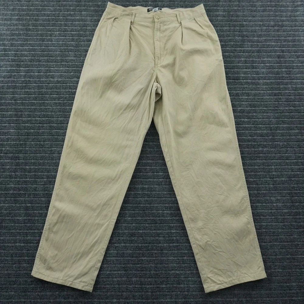 Vintage Polo Ralph Lauren Chino Pants Mens 36x31 Khaki Tan Pleated Cotton Twill